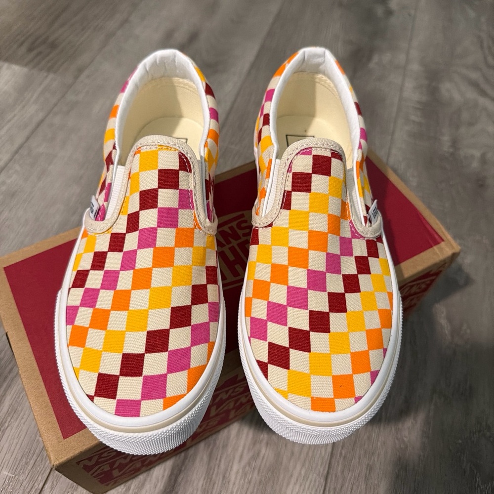 Vans Kids Multicolor Checkerboard Slip-On Sneakers